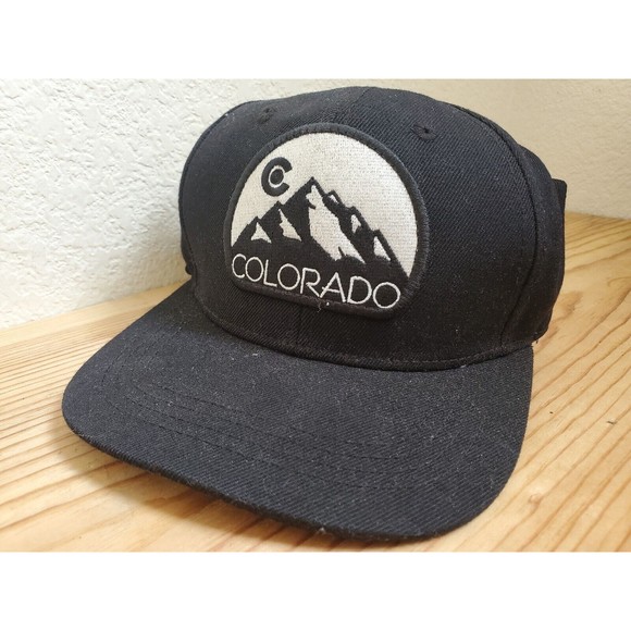 COLORADO Limited Rocky Mtns Trucker Hat Black Cap Adjustable SNAPBACK Wool Blend - Picture 2 of 10